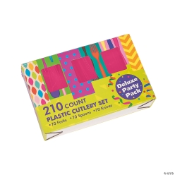 Hot Pink Plastic Cutlery Sets for 70