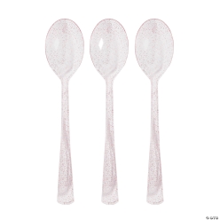 Pink Glitter Plastic Spoons - 48Pk