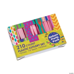 Pink Plastic Cutlery Sets for 70