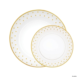 Premium Gold Dot Plastic Plates - 100Pk