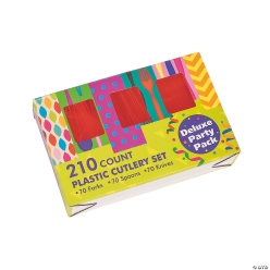 Red Plastic Cutlery Sets for 70