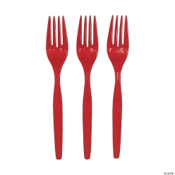 Red Plastic Forks - 50Pk