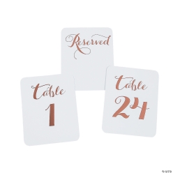 Rose Gold Foil Table Numbers 1-24