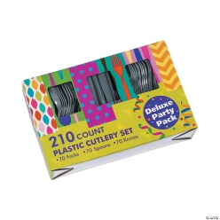 Silver Plastic Cutlery Sets for 70