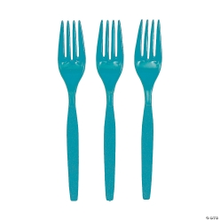 Turquoise Plastic Forks - 50Pk