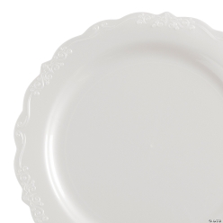 50% OFF: Bulk Premium Ivory Scrollwork Dessert Plates-120Pk