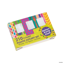 White Plastic Cutlery Sets for 70