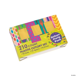 Yellow Plastic Cutlery Sets for 70