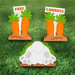 Bunny & Carrots Yard Signs - 3Pk