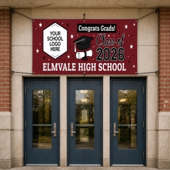 Grad Burgundy 2 PERSONALIZED Gigantic 8FT Vinyl Keepsake Banner