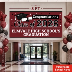 Grad Burgundy PERSONALIZED Gigantic 8 FT Vinyl Keepsake Banner