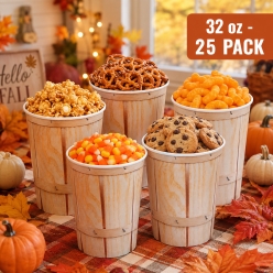 Fall Bushel Basket 32oz Popcorn Tubs-25Pk
