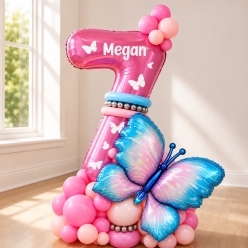*Butterfly 6 FT Airfill Personalized Balloon Column Kit