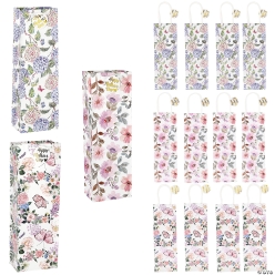 Mother's Day Flower & Butterfly Wine Bottle Bags-12Pk