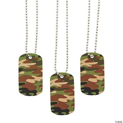 Camouflage Dog Tag Necklaces - 48pk