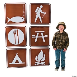 Camping GIANT Sign Cutouts - 6 Pk