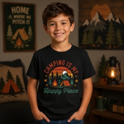 Camping Happy Place Black T-shirt