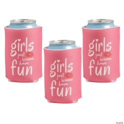 Pink Girls Just Wanna Hav Fun Can Coolers-12Pk