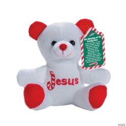 Religious Jesus Candy Cane Plush Bears w/Cards - 12 Pack
