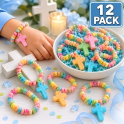 Wrapped Candy Cross Stretchable Bracelets - 12 PACK