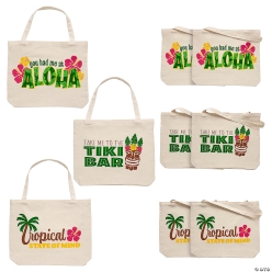 Luau Summer Canvas Tote Bags-6Pk
