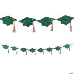 Green Tassel & Graduation Cap Party Garland