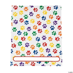 Paw Print Patterned Pocket Folders - 12 Pk