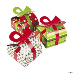3D Christmas Gift Boxes with Bows - 12 Pack