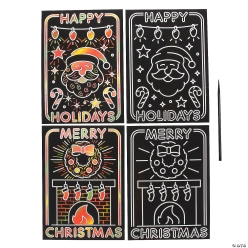 Christmas Lights Magic Colour Scratch Posters - 24Pk