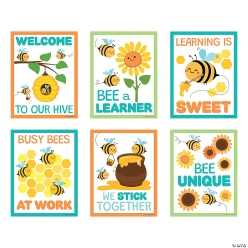 Bee & Flower Themed Classroom Poster Set-6Pk