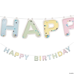 Pastel Happy Birthday Cardstock 7 Ft. Garland