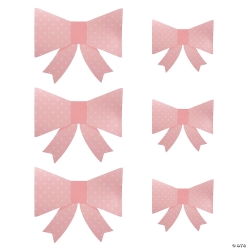 Pink Polka Dot Bow Party Cardstock Wall Cutouts-6Pk