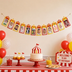 Carnival First Birthday 12 Month Photo Banner