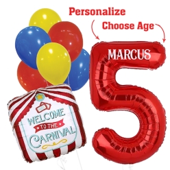 Carnival Airfill PERSONALIZED Choose Age Balloon Bouquet