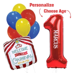 Carnival 1st PERSONALIZED Name Balloon Bouquet