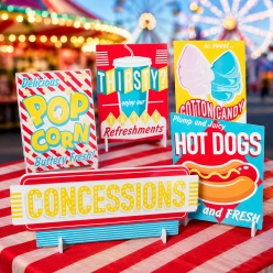 Concessions Carnival Food Signs - 5 PK