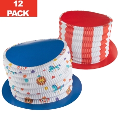 Kid's Bright Carnival Accordion Top Hats-12Pk