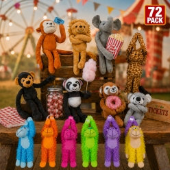 *Long Arm Plush Zoo Animals BIG 72 Pk