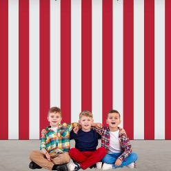Red & White Striped 8 Foot FABRIC Backdrop w/Grommets