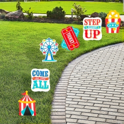 40% OFF: Carnival Yard Signs w/Stakes - 6 PK
