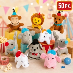 *BULK Carnival Animals Plush Toys BIG 50 PK