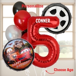 Cars PERSONALIZED Name & Age Balloon Bouquet