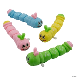Pastel Wind-Up Wiggling Caterpillar Toys-12Pk