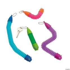 Caterpillar Expanding Tube Fidget Toy Backpack Clips - 12 PK