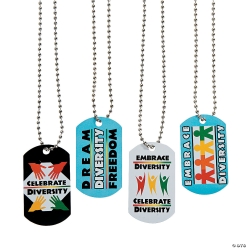 Celebrate Diversity Dog Tag Necklaces - 12Pk