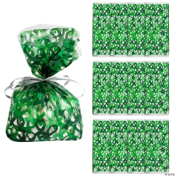 Green Ribbon Awareness Cellophane Bags-12Pk