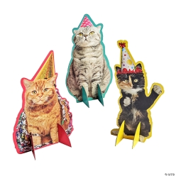 Birthday Cats Tabletop Centerpiece Set - 3Pk