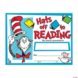 Dr. Seuss Hats Off to Reading Certificates -25Pk