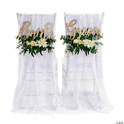 Floral & Fabric Wedding Chair Decor Set - 6pc.