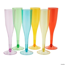 Bright Colours Plastic Champagne Flute Assortment-36Pk